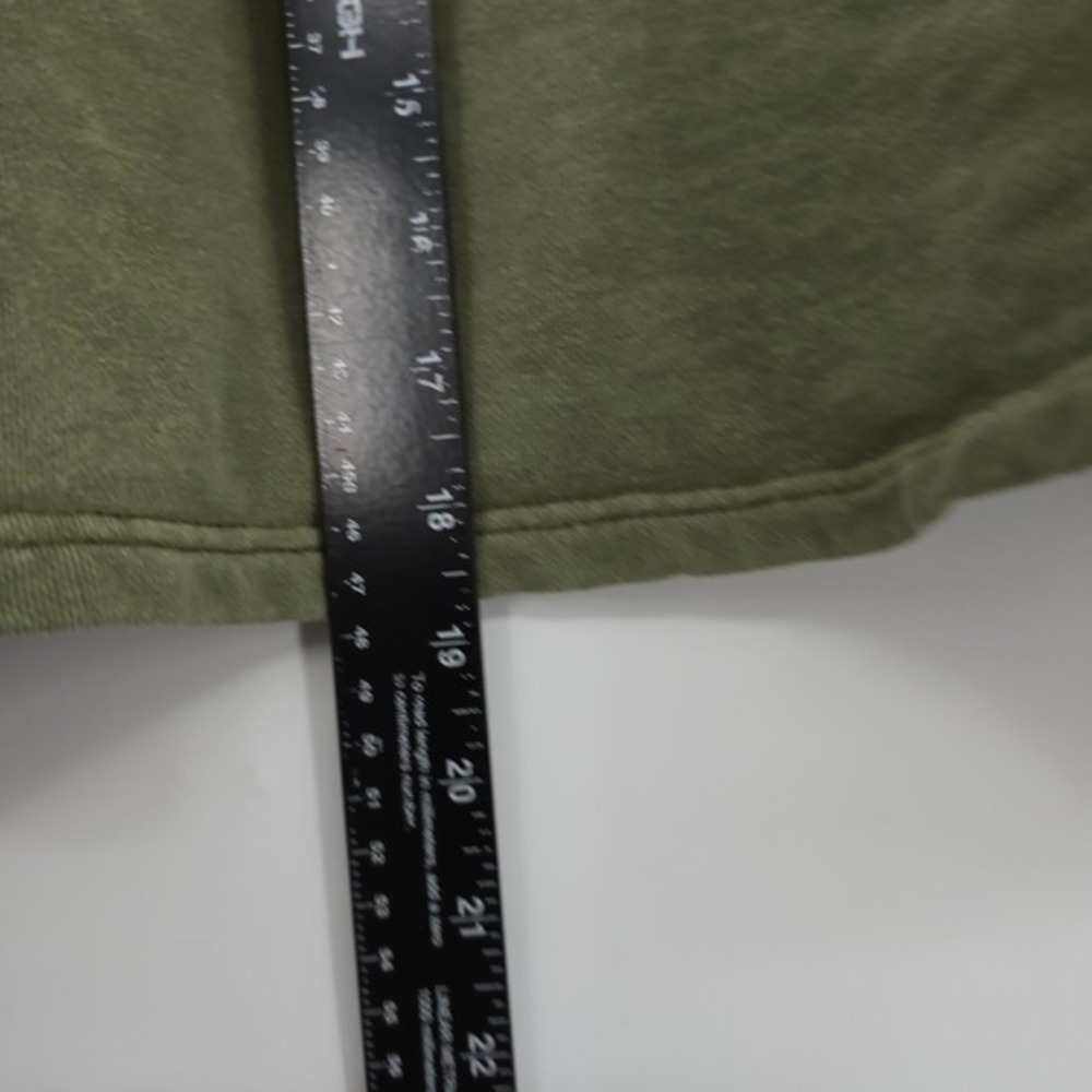7 For All Mankind Olive Green‎ Ruffle Long Sleeve Cropped Sweatshirt Large - Picture 8 of 10